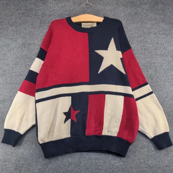 Cotton Traders Men's Pullover Patriotic Sweater Multicolor XL Crew Neck - Picture 2 of 13